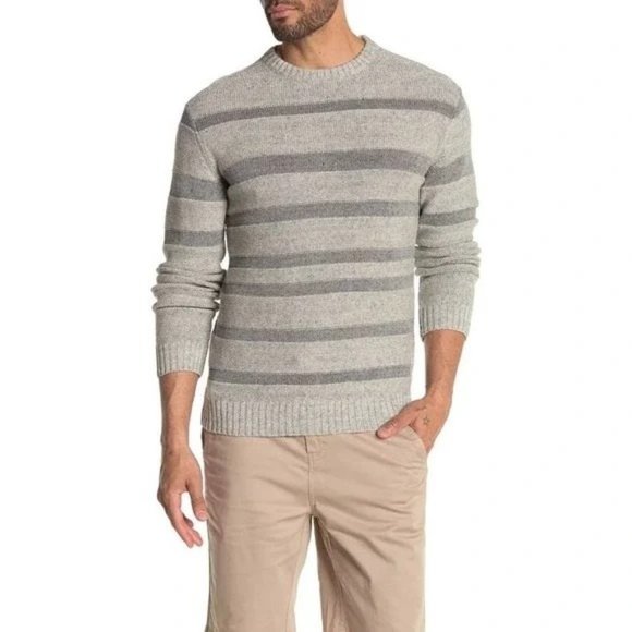 BLDWN Gilpin Light Gray Melange Stripe Pullover Sweater - NWT - Picture 4 of 4